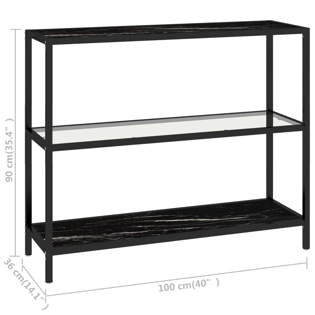vidaXL Regal Transparent und Marmor 100x36x90 cm Gehärtetes Glas