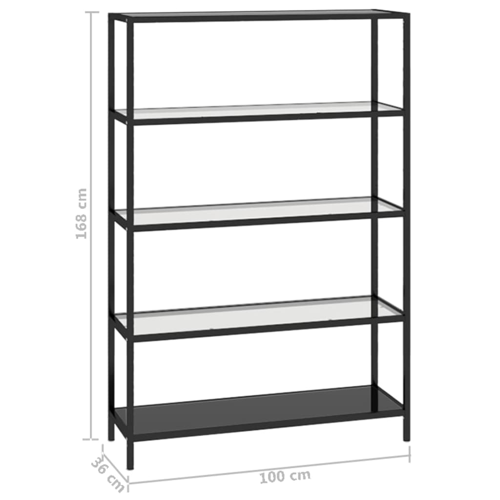 vidaXL Étagère noire et transparente 100x36x168 cm Verre trempé