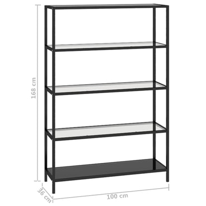 vidaXL Étagère noire et transparente 100x36x168 cm Verre trempé