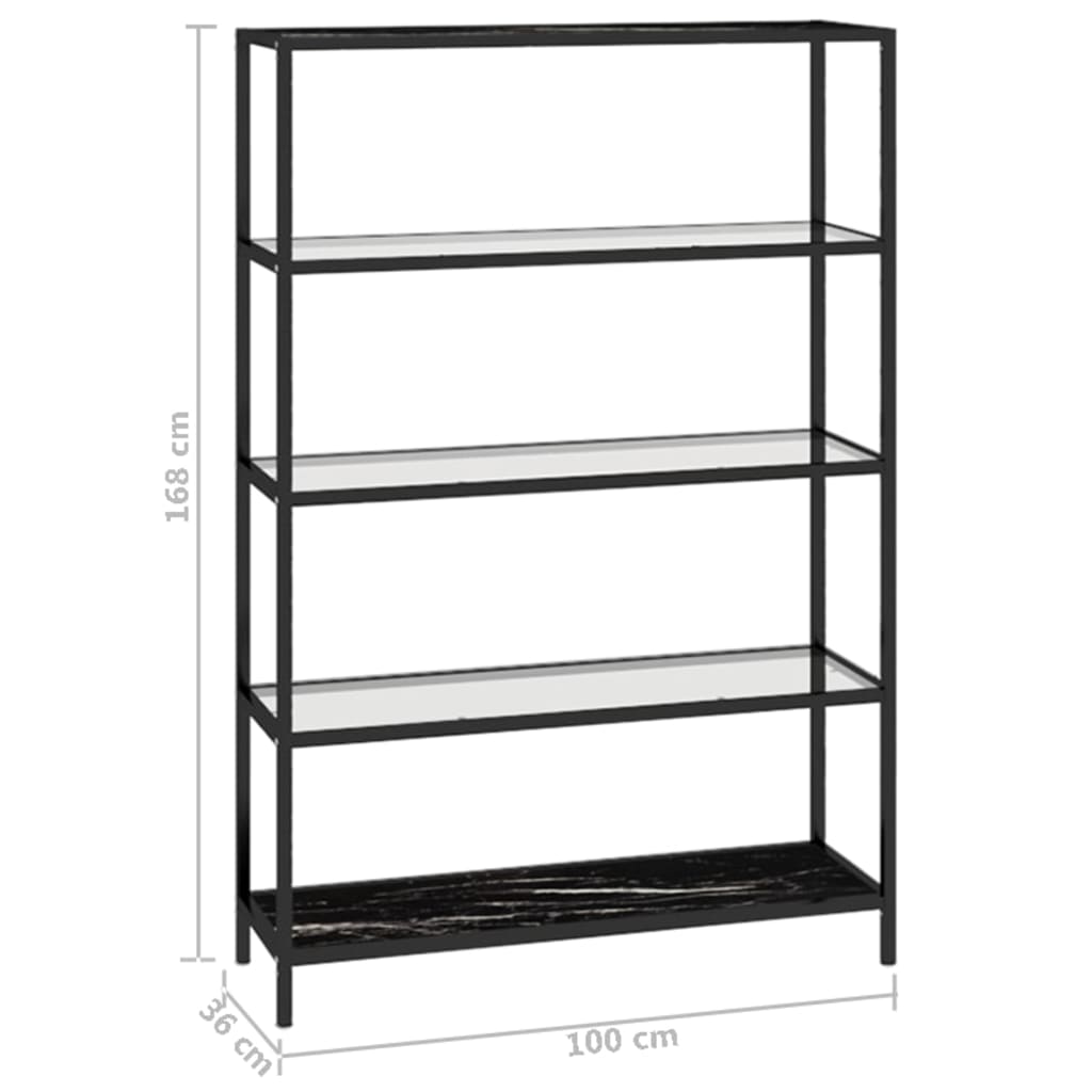 vidaXL Regal Marmor und Transparent 100x36x168 cm Gehärtetes Glas