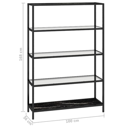 vidaXL Regal Marmor und Transparent 100x36x168 cm Gehärtetes Glas