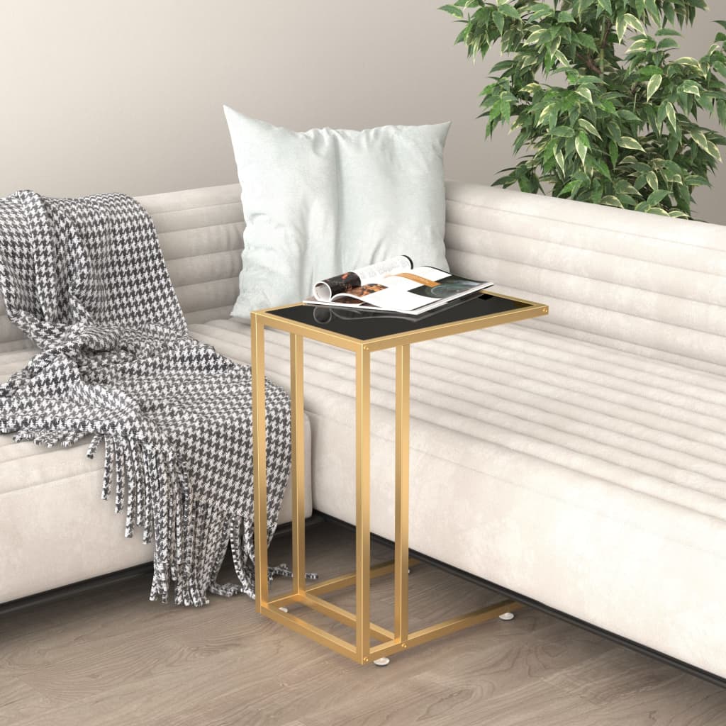 vidaXL Table d'appoint informatique noire 50x35x65 cm Verre trempé