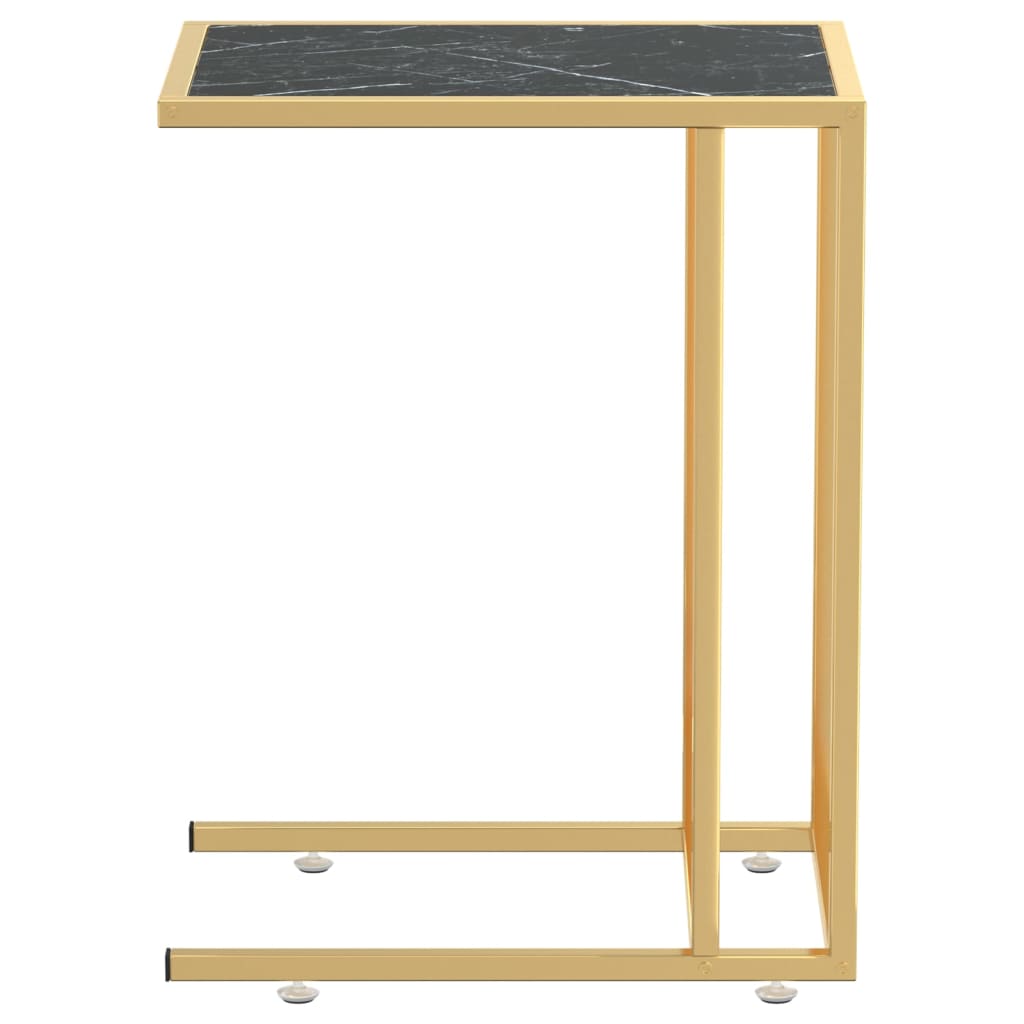 Table d'appoint informatique vidaXL Noir Marbre 50x35x65 cm Verre trempé