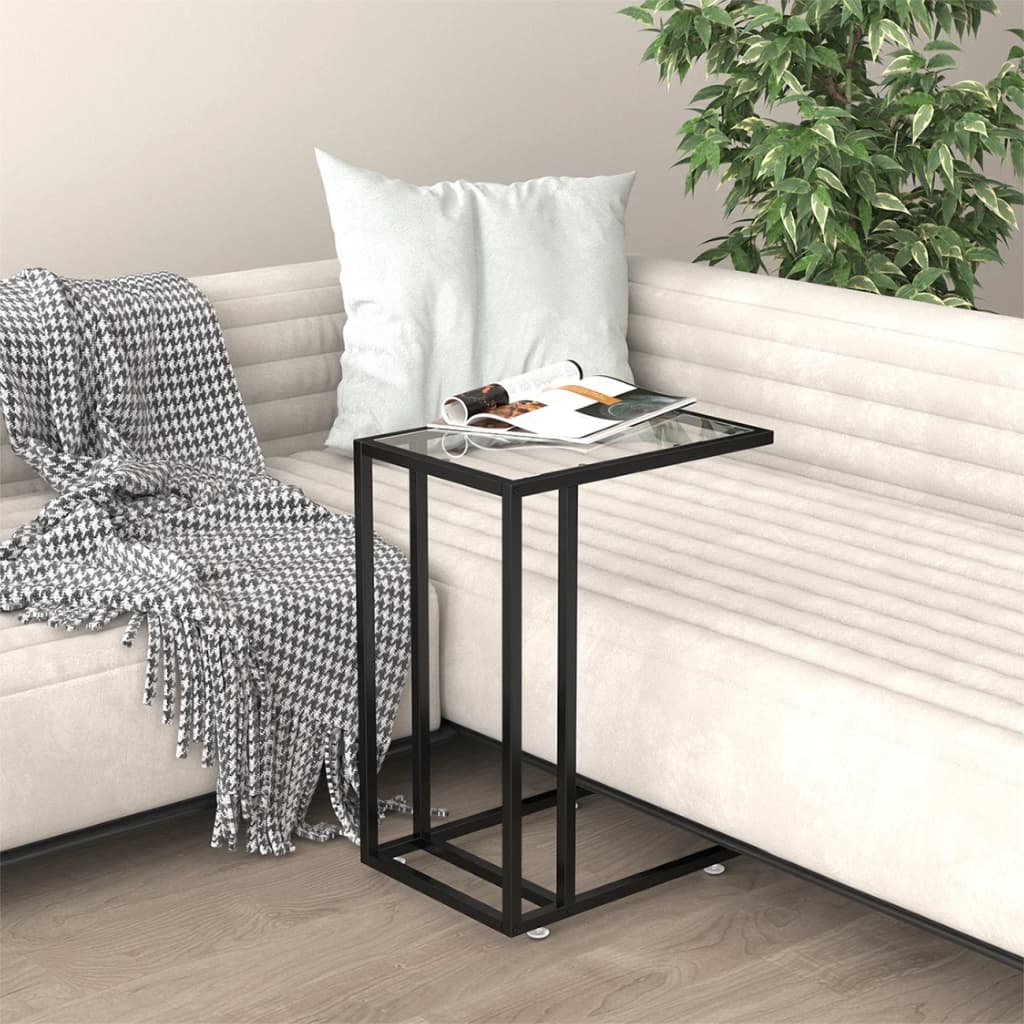 vidaXL Table d'appoint informatique transparente 50x35x65 cm en verre trempé