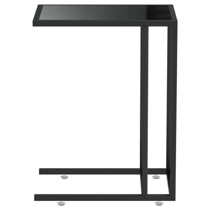 vidaXL Table d'appoint informatique noire 50x35x65 cm Verre trempé