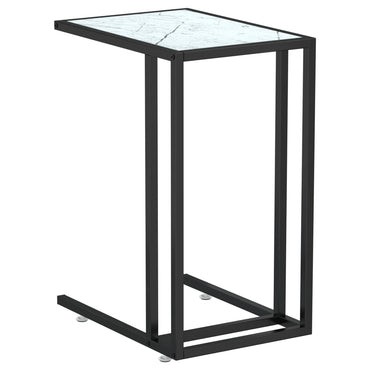 vidaXL Table d'appoint informatique blanc marbre 50x35x65 cm verre trempé