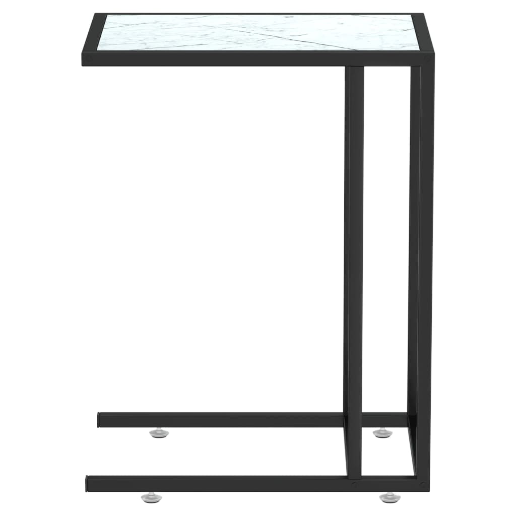vidaXL Table d'appoint informatique blanc marbre 50x35x65 cm verre trempé