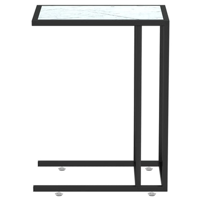 vidaXL Table d'appoint informatique blanc marbre 50x35x65 cm verre trempé