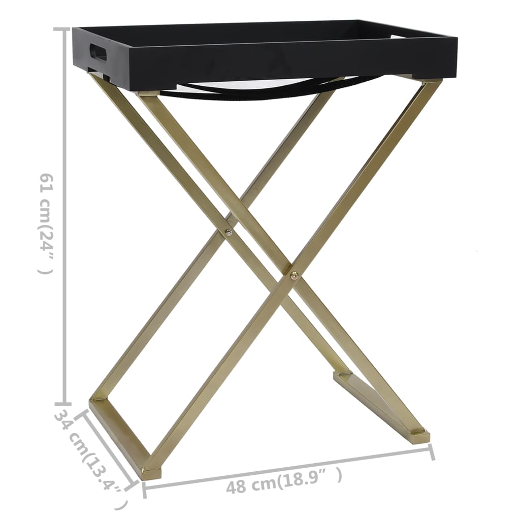 vidaXL Table pliable doré et noir 48x34x61 cm MDF