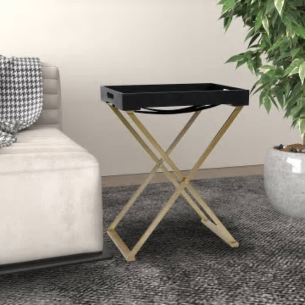 vidaXL Table pliable doré et noir 48x34x61 cm MDF