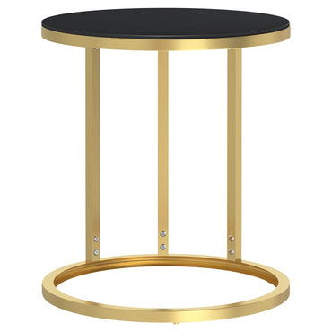 vidaXL Table d'appoint dorée et noire 45 cm Verre trempé