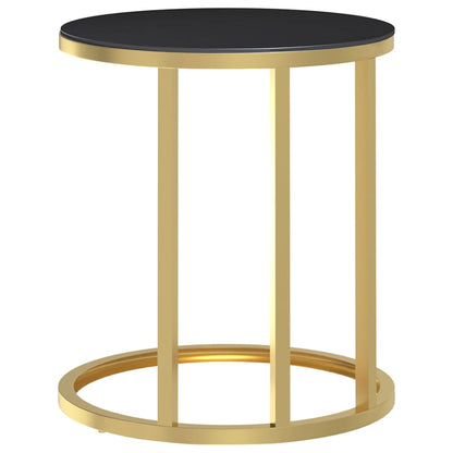 vidaXL Table d'appoint dorée et noire 45 cm Verre trempé