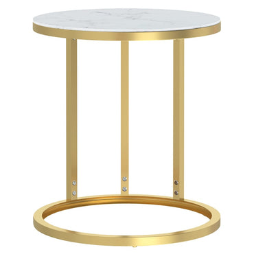 vidaXL Table d'appoint dorée et aspect marbre blanc 45 cm Verre trempé