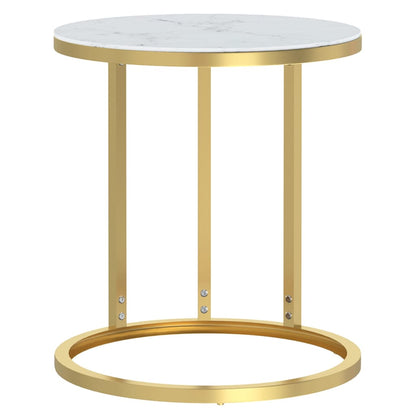 vidaXL Table d'appoint dorée et aspect marbre blanc 45 cm Verre trempé
