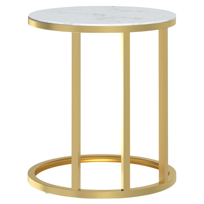 vidaXL Table d'appoint dorée et aspect marbre blanc 45 cm Verre trempé