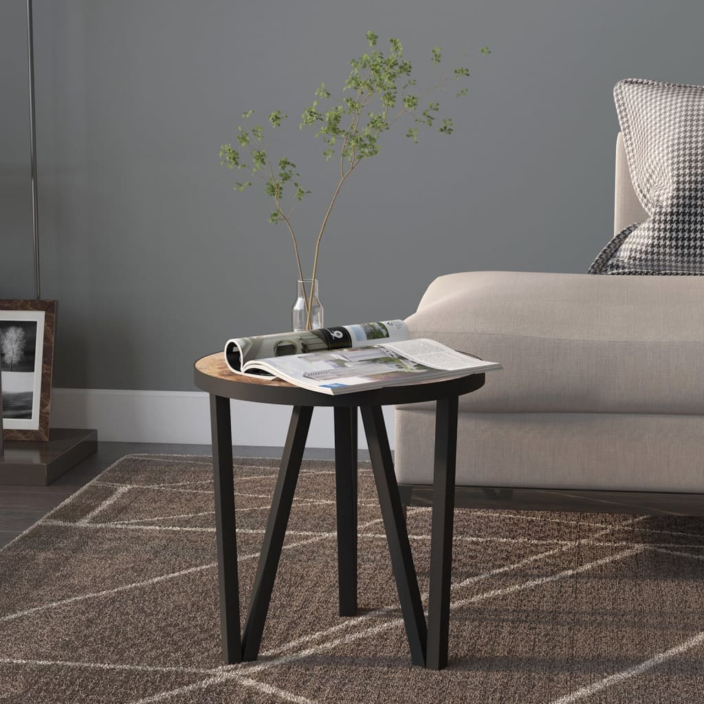vidaXL Table d'appoint noir et jaune Ø35 cm MDF
