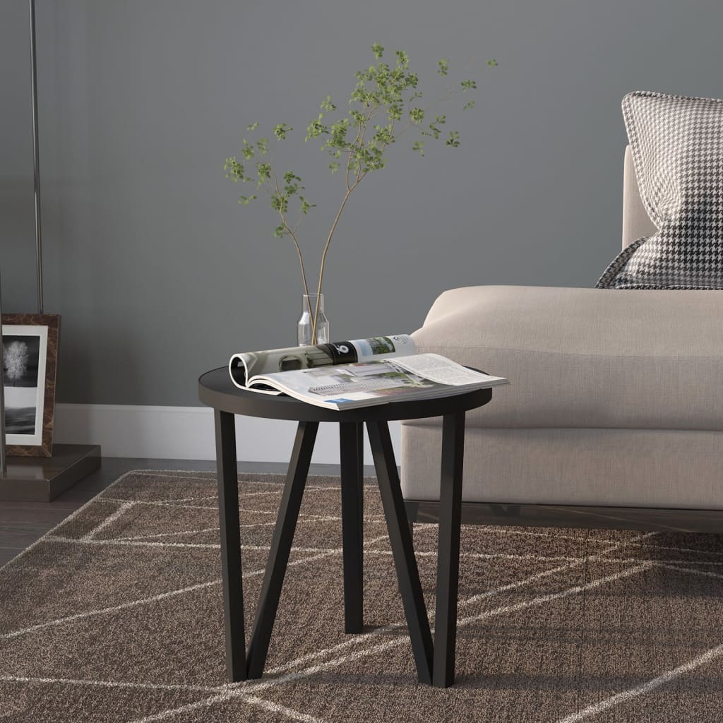vidaXL Table d'appoint noire Ø 35 cm MDF