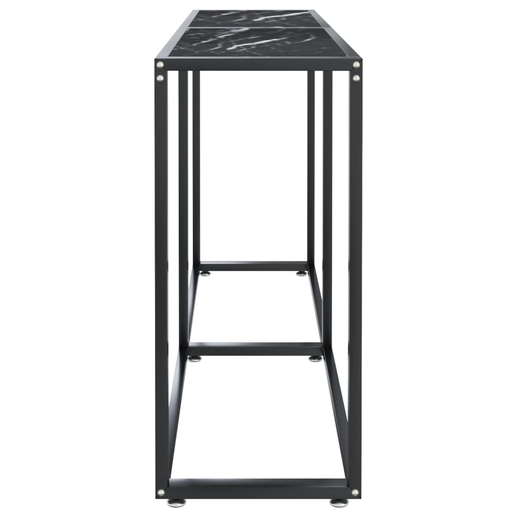 vidaXL Table console Noir aspect marbre 140x35x75,5 cm Verre trempé