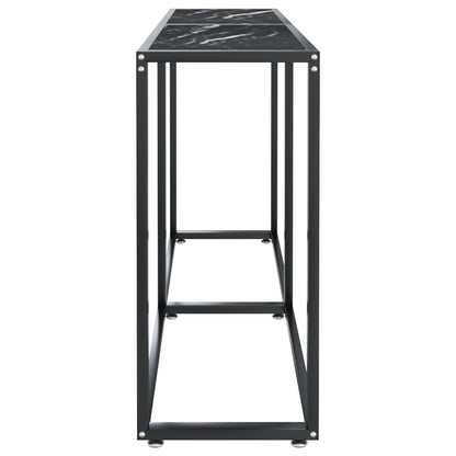 vidaXL Table console Noir aspect marbre 140x35x75,5 cm Verre trempé