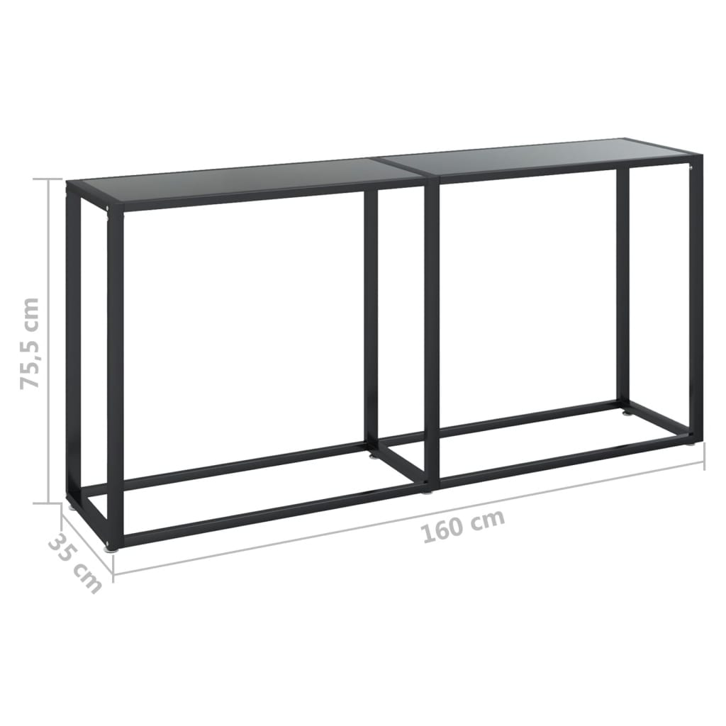 vidaXL Console Noir 160x35x75,5 cm Verre trempé