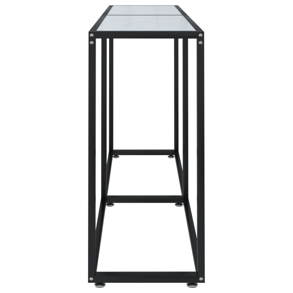 vidaXL Console effet marbre blanc 160x35x75,5 cm verre trempé