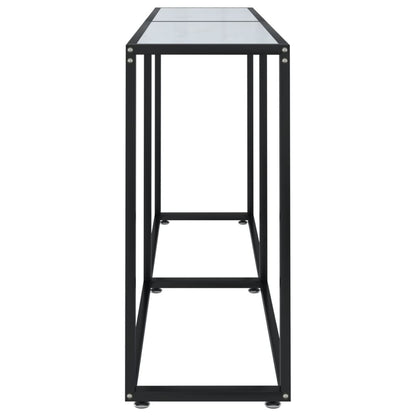 vidaXL Console effet marbre blanc 160x35x75,5 cm verre trempé