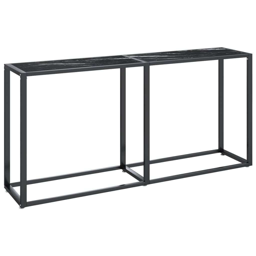 vidaXL Console Table Noir Marbre 160x35x75,5 cm Verre Trempé