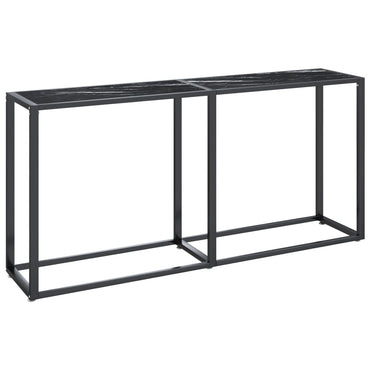 vidaXL Console Table Noir Marbre 160x35x75,5 cm Verre Trempé