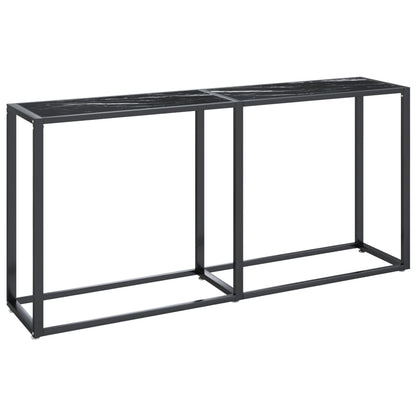 vidaXL Console Table Noir Marbre 160x35x75,5 cm Verre Trempé