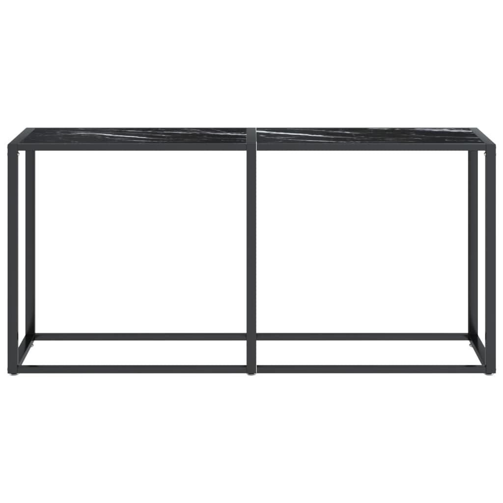 vidaXL Console Table Noir Marbre 160x35x75,5 cm Verre Trempé