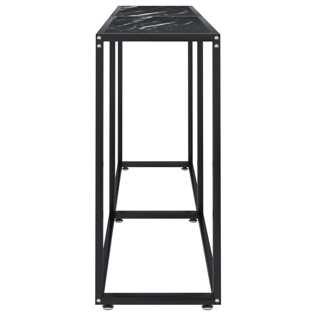vidaXL Console Table Noir Marbre 160x35x75,5 cm Verre Trempé