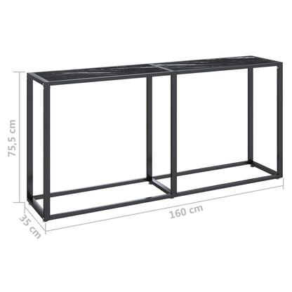 vidaXL Console Table Noir Marbre 160x35x75,5 cm Verre Trempé