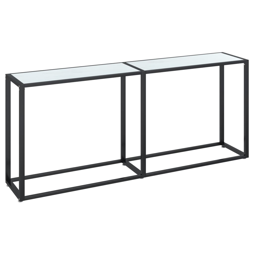 vidaXL Console Effet Marbre Blanc 180x35x75,5 cm Verre Trempé