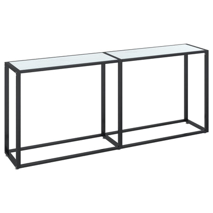 vidaXL Console Effet Marbre Blanc 180x35x75,5 cm Verre Trempé