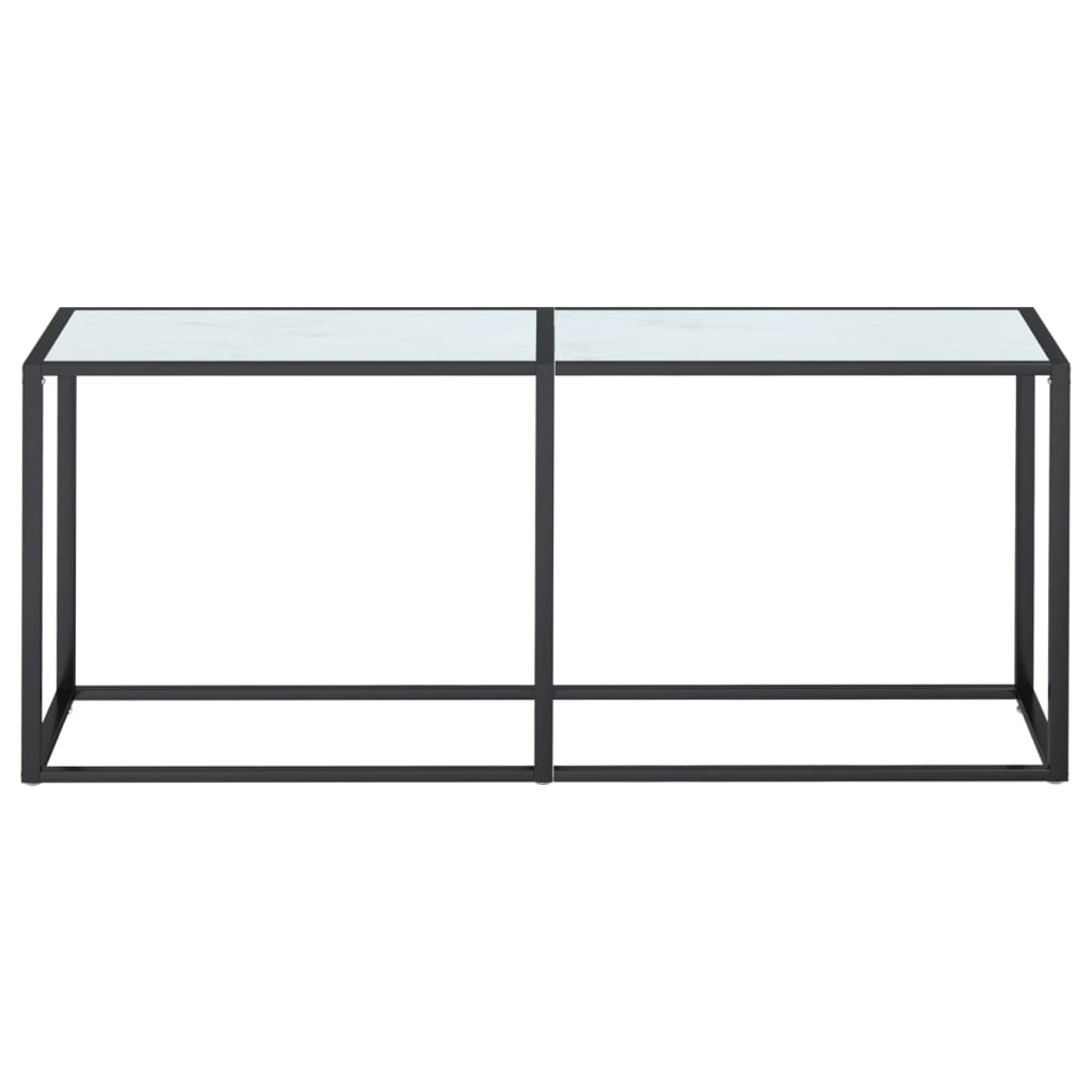 vidaXL Console Effet Marbre Blanc 180x35x75,5 cm Verre Trempé
