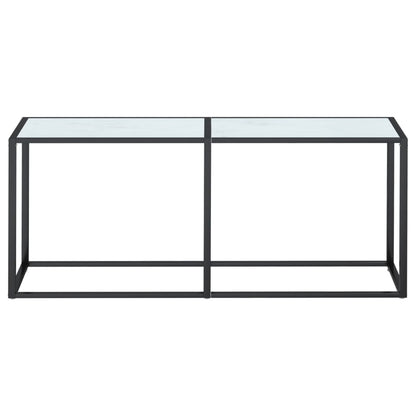 vidaXL Console Effet Marbre Blanc 180x35x75,5 cm Verre Trempé
