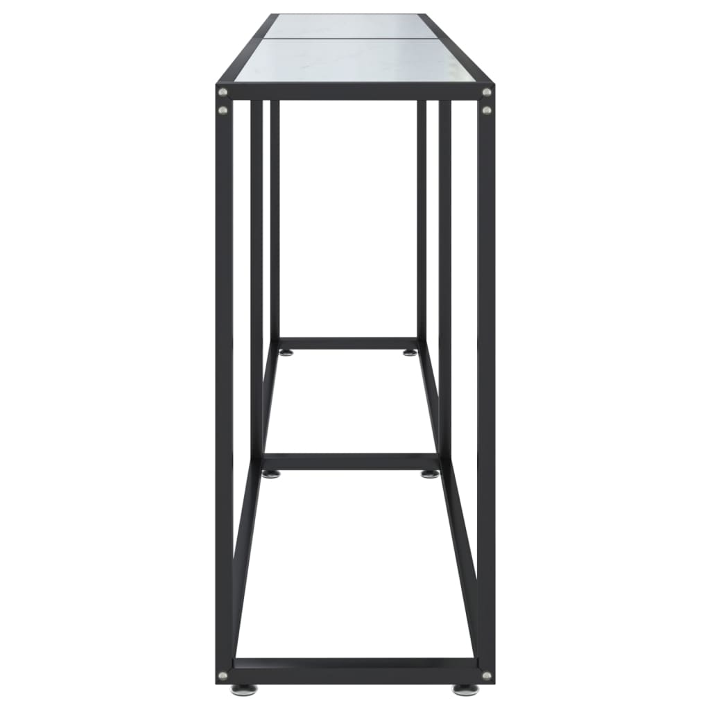vidaXL Console Effet Marbre Blanc 180x35x75,5 cm Verre Trempé