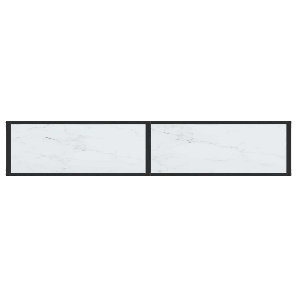 vidaXL Console Effet Marbre Blanc 180x35x75,5 cm Verre Trempé