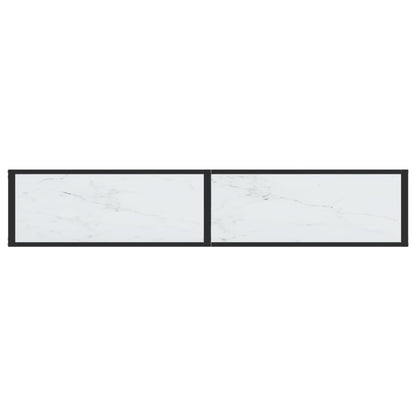 vidaXL Console Effet Marbre Blanc 180x35x75,5 cm Verre Trempé