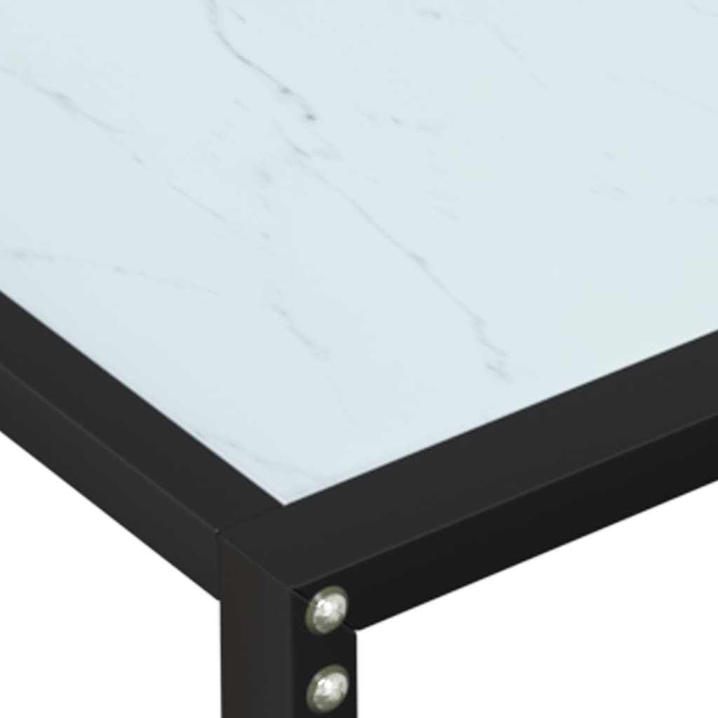 vidaXL Console Effet Marbre Blanc 180x35x75,5 cm Verre Trempé