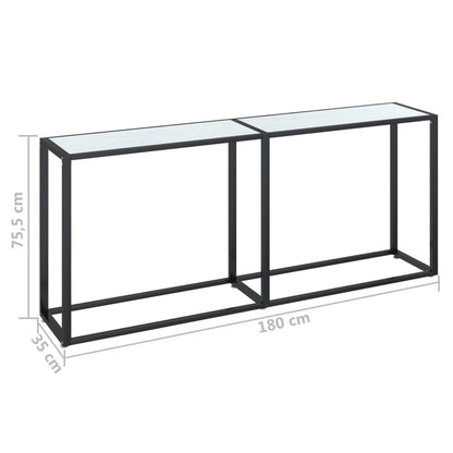 vidaXL Console Effet Marbre Blanc 180x35x75,5 cm Verre Trempé