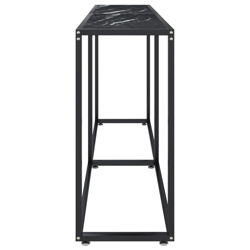 vidaXL Table console Noir aspect marbre 180x35x75,5 cm Verre trempé