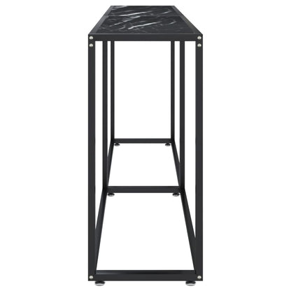 vidaXL Table console Noir aspect marbre 180x35x75,5 cm Verre trempé