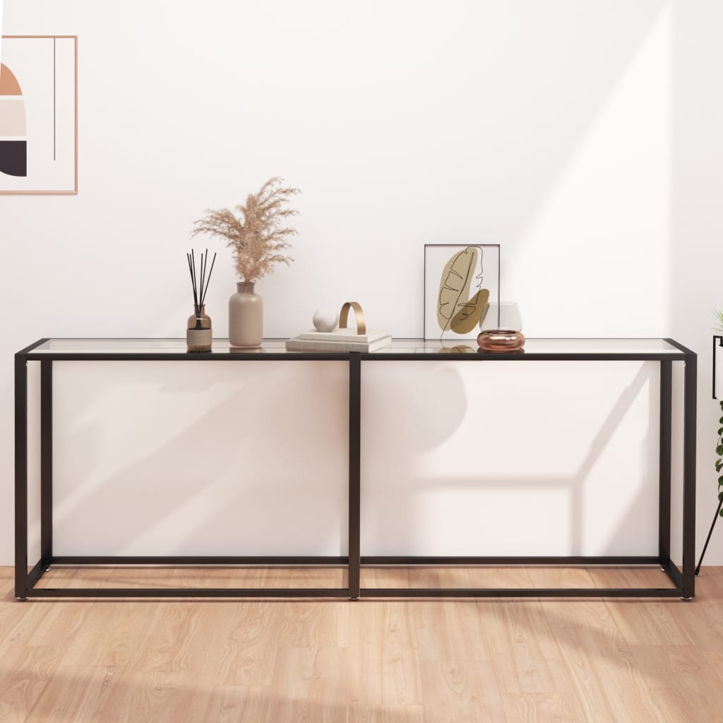 vidaXL Table console transparente 200x35x75,5 cm Verre trempé