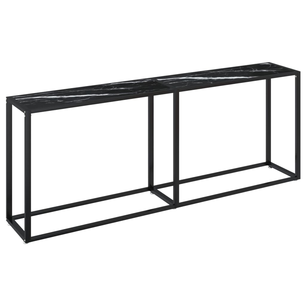 vidaXL Konsolentisch Schwarz Marmor-Optik 200x35x75,5 cm Hartglas
