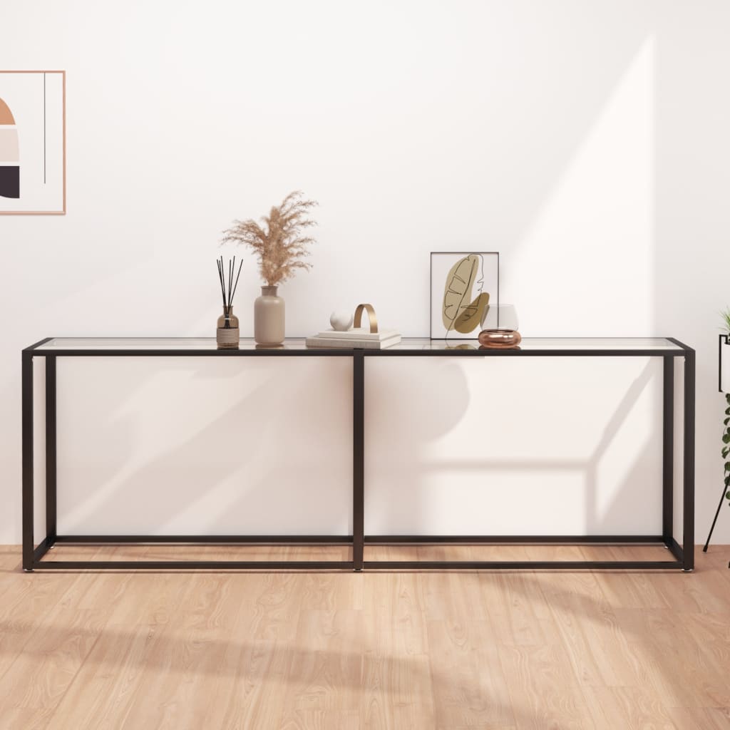 vidaXL Table console transparente 220x35x75,5 cm Verre trempé
