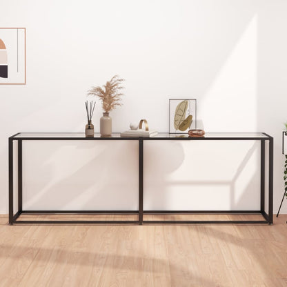 vidaXL Table console transparente 220x35x75,5 cm Verre trempé