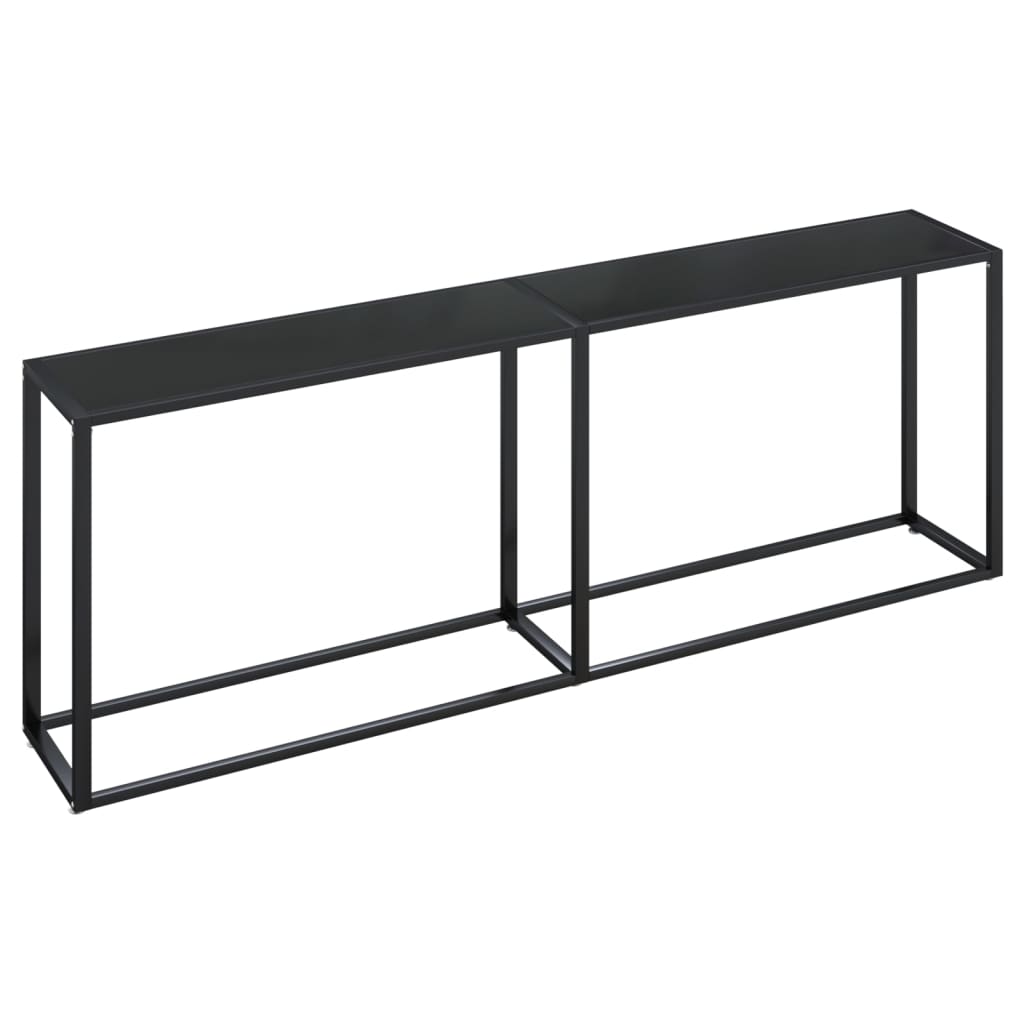 vidaXL Console en verre trempé noir 220x35x75,5 cm
