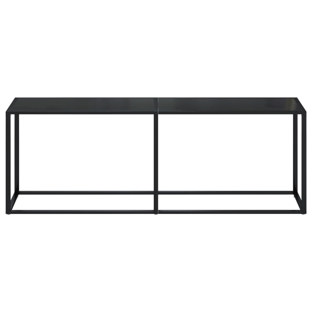 vidaXL Console en verre trempé noir 220x35x75,5 cm