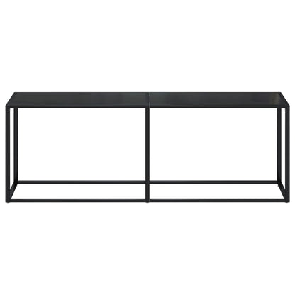 vidaXL Console en verre trempé noir 220x35x75,5 cm